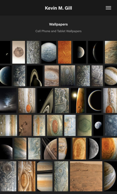 Screenshot of the web page showing a sample of the wallpapers that are available for download.