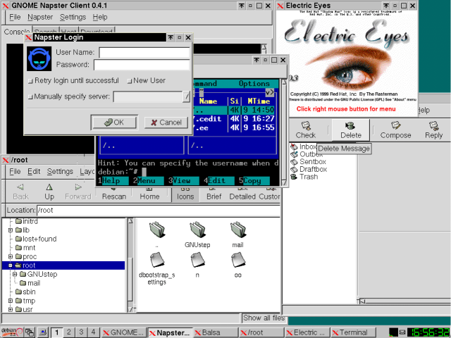 Debian 2.2 + IceWM  + lots of apps running