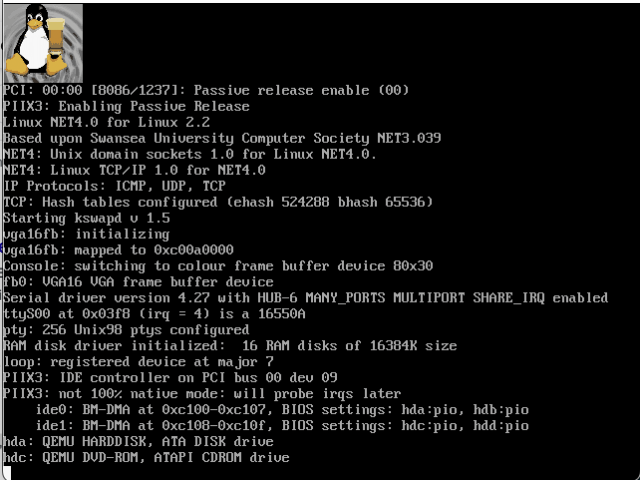 Tux holds beer? Linux boot console