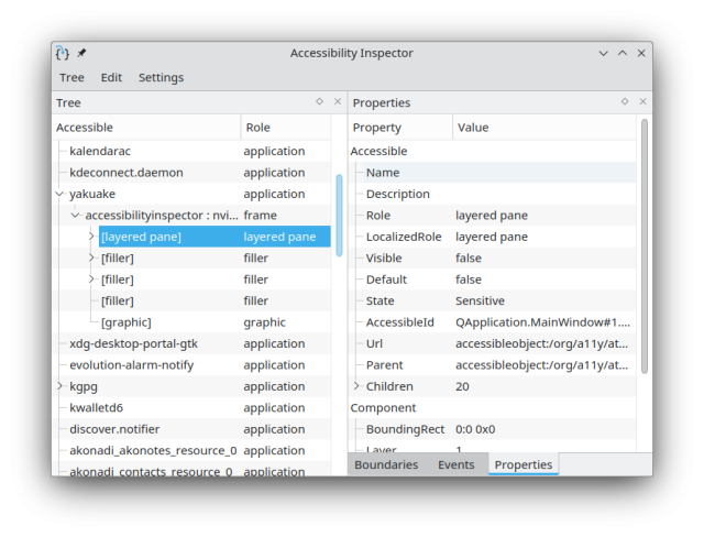 Screenshot showing the properties of an node of the accessibility tree.