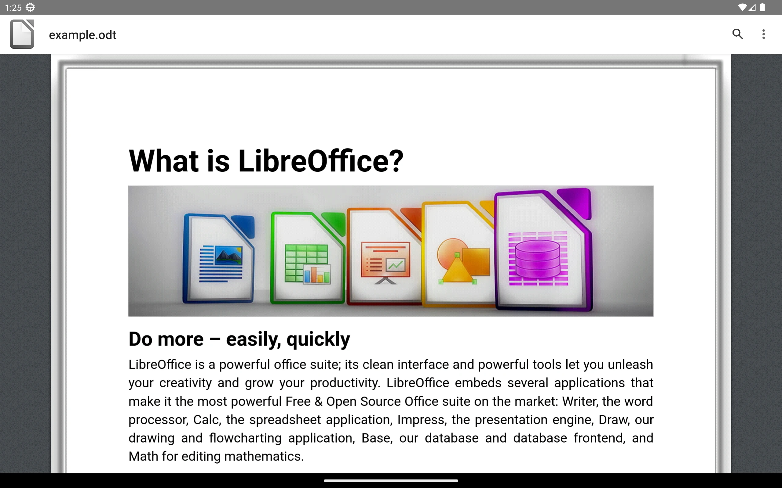 Screenshot of LibreOffice Viewer, showing a document