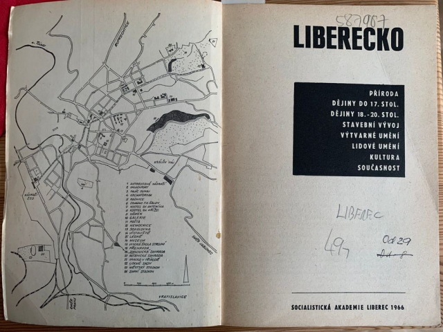 Mapa Liberce z roku 1966 z knihy Liberecko.