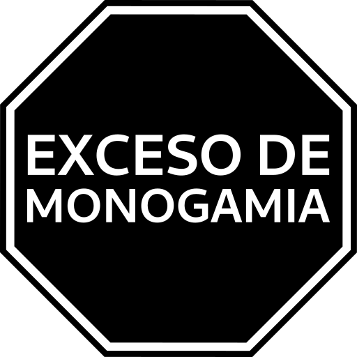 sticker formateado como los sellos de la secretaría de salud de méxico con el texto "exceso de monogamia"