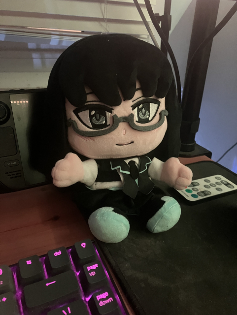 *Hyun-ae, from “Analogue: A Hate Story”, in plushie form, on a desk