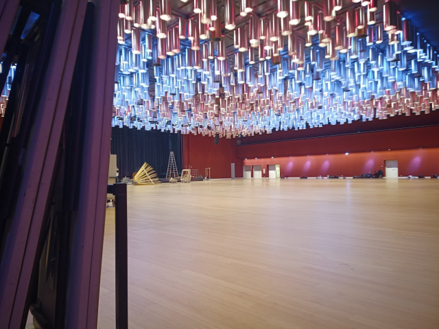 One of the halls of 37c3, now empty and brightly lit