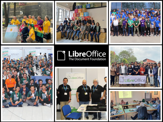 Collage of people at LibreOffice events in 2023