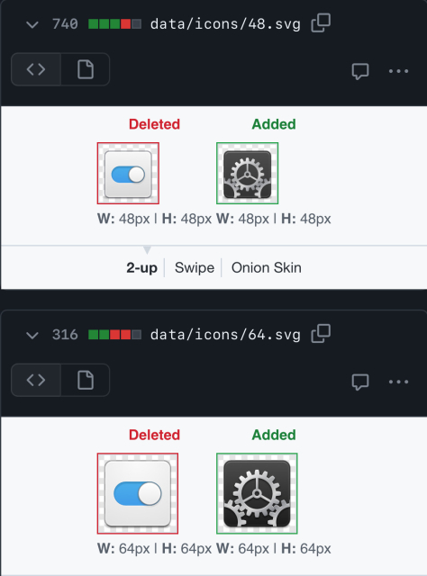 A screenshot of the linked GitHub page showing the current System Settings app icon and a proposed redesign
