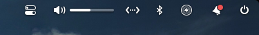 A screenshot of the panel in elementary OS with a levelbar next to the volume icon