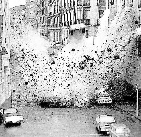 Luis Carrero Blanco taking off from a launchpad in Madrid

(December 20th 1973 photo of assassination of Luis Carrero Blanco, affectionately referred to as 'The Spanish Space Program')