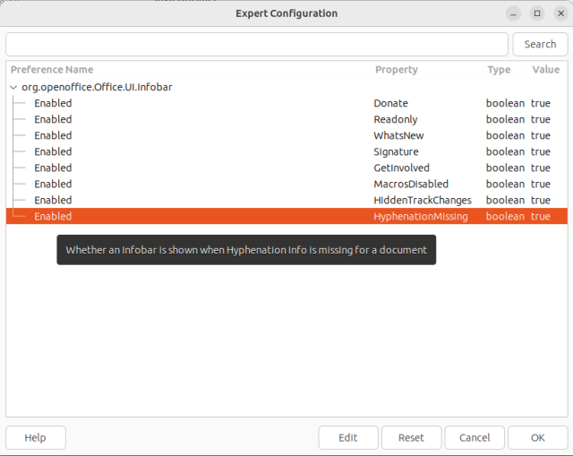 Screenshot of Expert Configuration box with tooltip