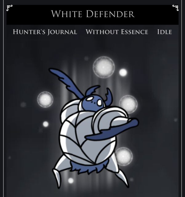 The white defender, he's a dung beetle boss, screenshot taken from the wiki