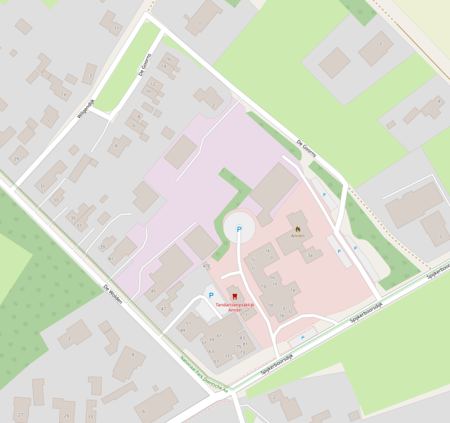 Map after editing: split out landuse, some more parkings added as well as driveways