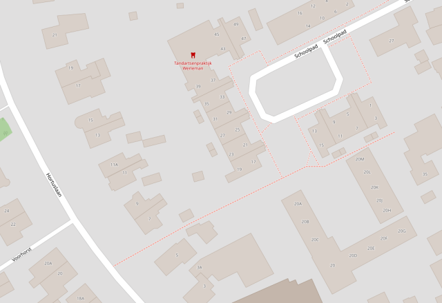 Map after first edit: desire path and sidewalks visible