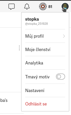 Website in light theme, offering a switch to dark theme in menu
