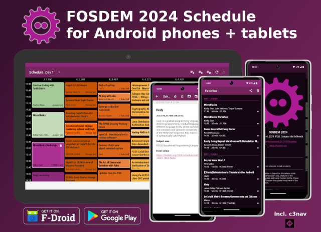 FOSDEM 2024 Schedule for Android phones + tablets