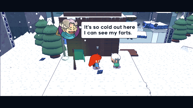Granny can see her farts in the cold