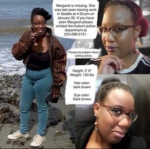 Three photos of a young black woman.