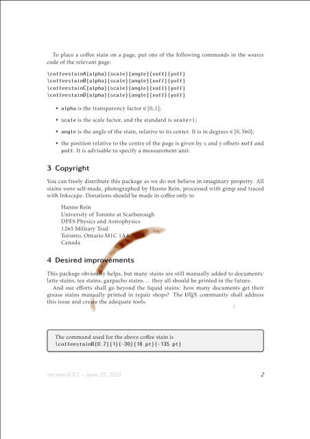 Screenshot of the second page of a PDF with a coffee stain.