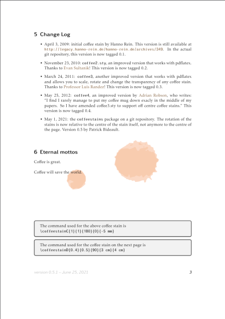 Screenshot of the third page of a PDF with two coffee drip stains.