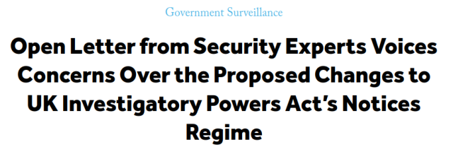 The UK is one again attacking online privacy with the Investigatory Powers Act. We have written an open letter calling out the dangers of this new law with a global team of professors, cybersecurity, and cryptography experts. The fight for privacy never stops, but we're up for the challenge.