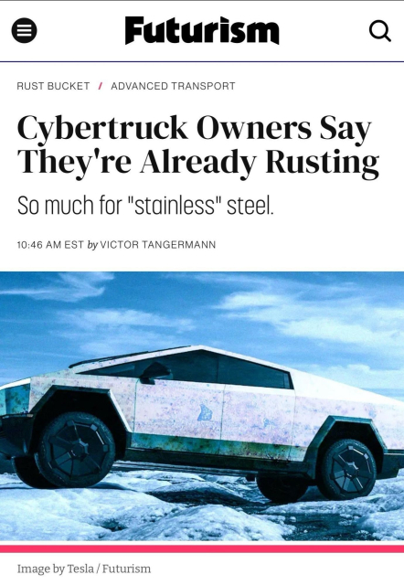 Cybertruck owners say they're already rusting
