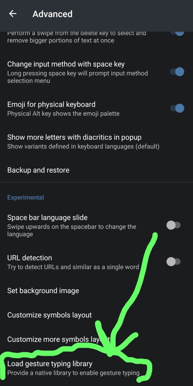 Screenshot Advanced Settings iodéOS Open Board Tastatur App