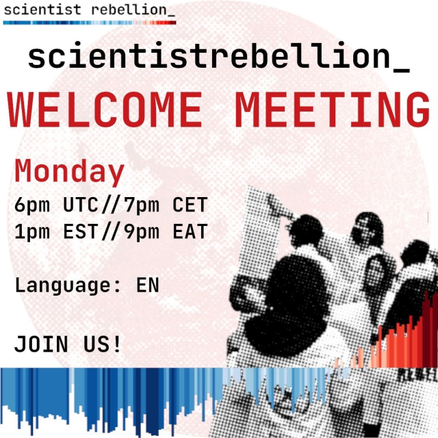 Welcome meeting advert. Times in post.

Image of scientists pasting scientific articles to a building, during an action.