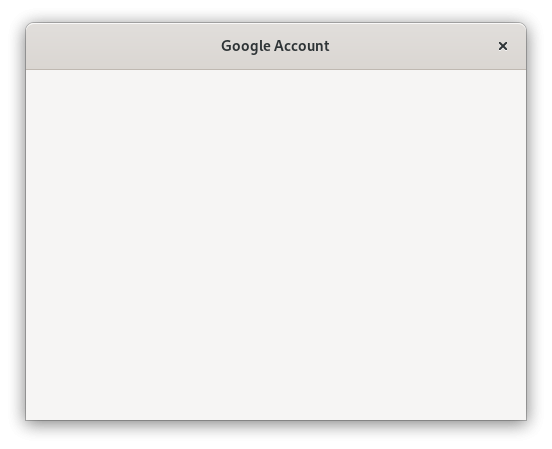 A blank Google Account window in GNOME Online Accounts.