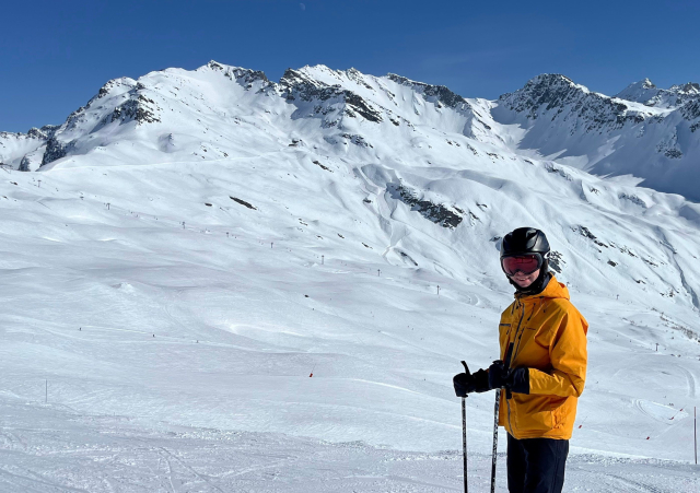 Daniel in snowy mountains