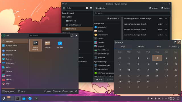 Plasma and apps showing the dark theme