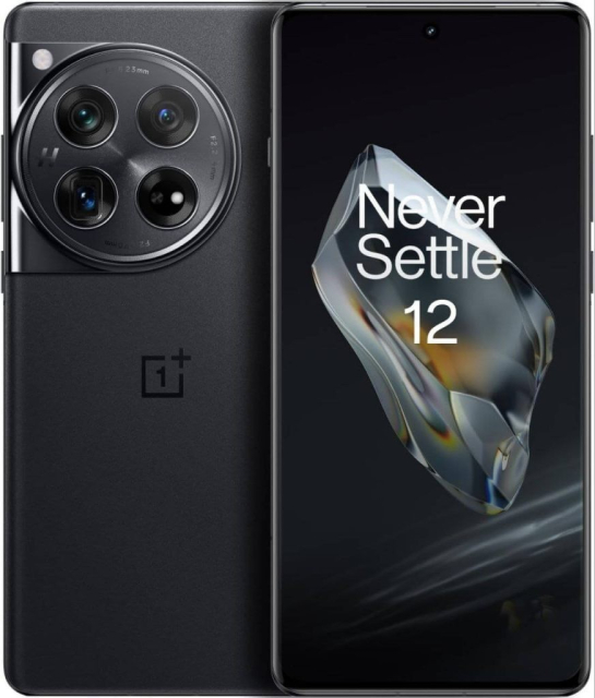 OnePlus 12 Review: On the left side it shows the phone from the back and on the right side it shows the phone from the front.
