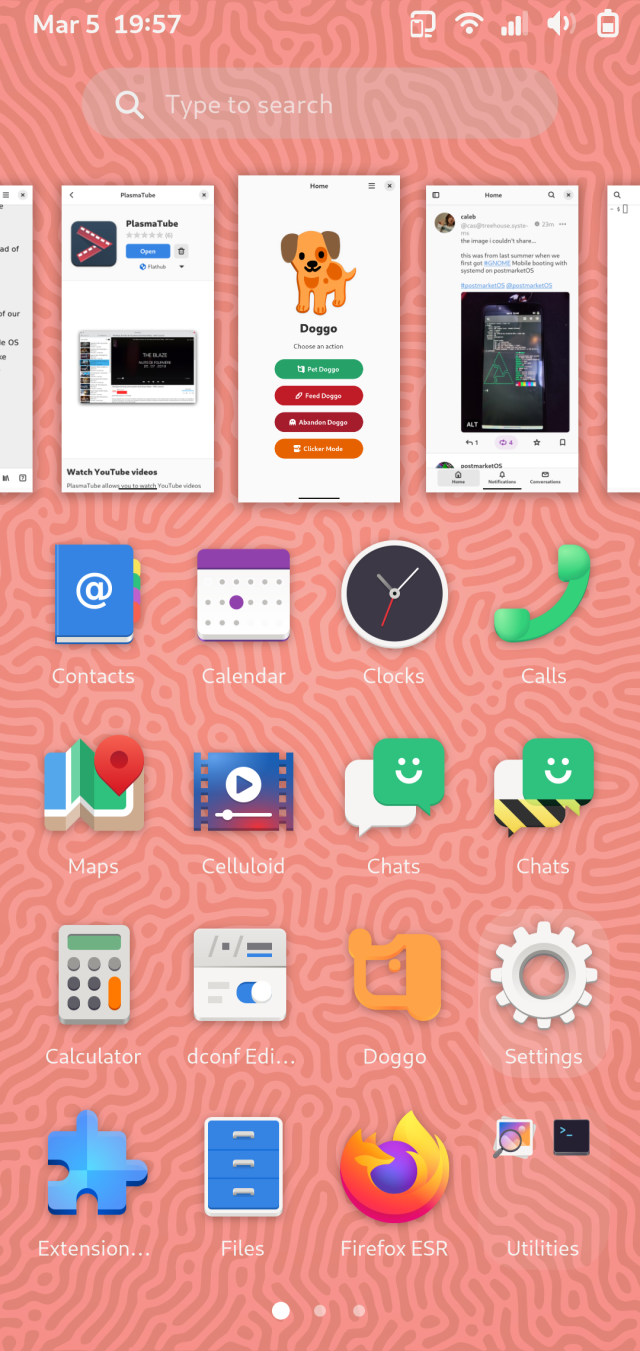 Screenshot of postmarketOS and GNOME Shell mobile running on my OnePlus 6