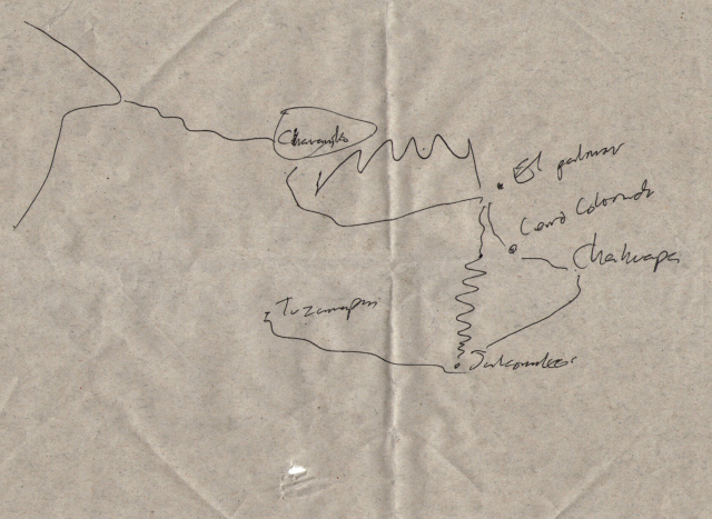 unos dibujos a pluma sobre papel estraza con algunos garabatos de líneas y puntos con nombres, más o menos conectados entre sí