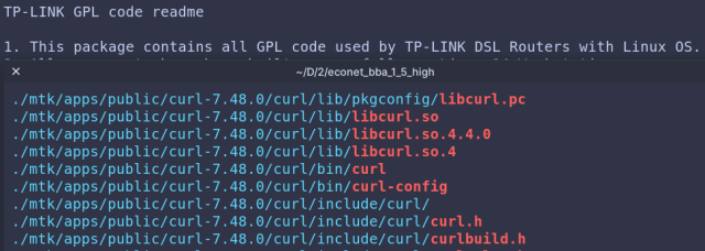 TP Link routers contain curl