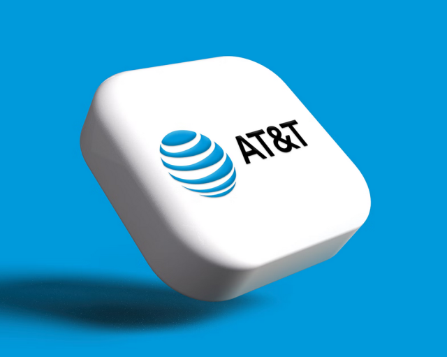 A floating 3d depiction of an app icon with the AT&T logo on it.