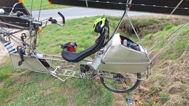 Solar bike undergoing repairs