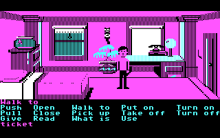 PC-CGA screenshot for:
    Zak McKracken and the Alien mindbenders

All screens use 4 color white/cyan/magenta/black palette, with magenta as the predominant color.