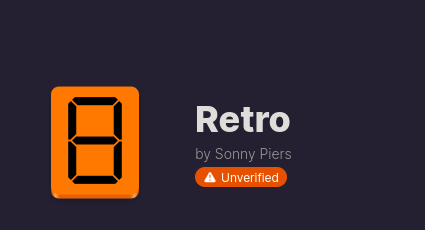 "Retro" app listing showing an "Unverified" label on Flathub