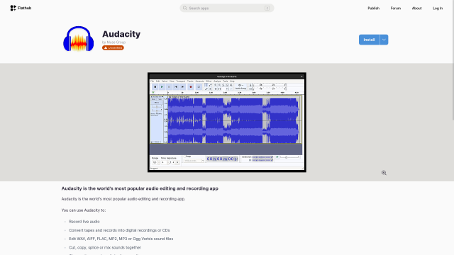 Audacity’s app listing with an “Unverified” badge below the “Muse Group” developer name