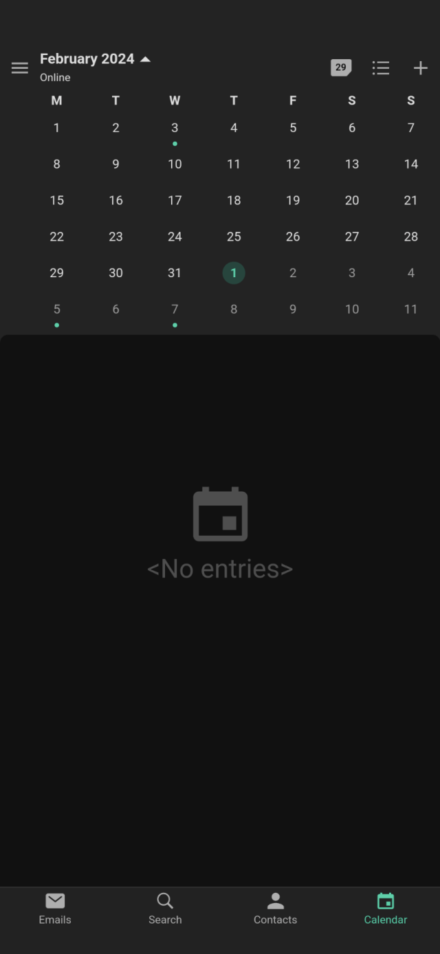 Agenda view, February has 31 days