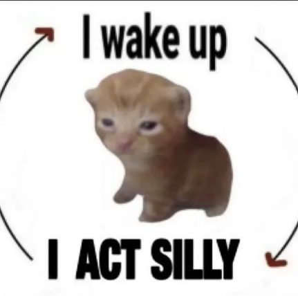A circular loop diagram which goes from "I wake up" to "I act silly".