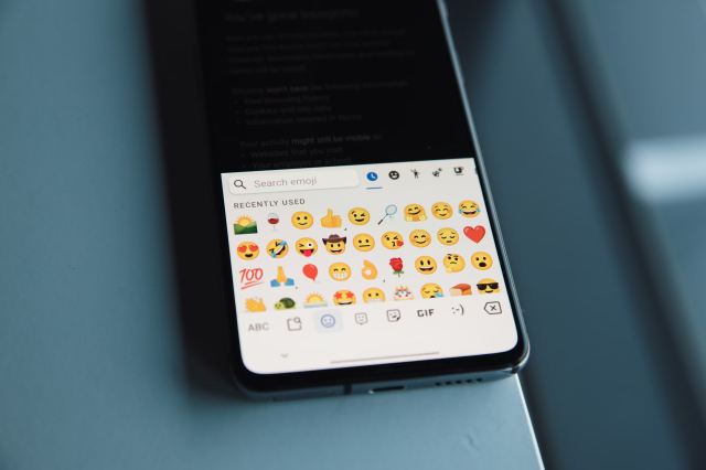 An iPhone emoji selection screen.