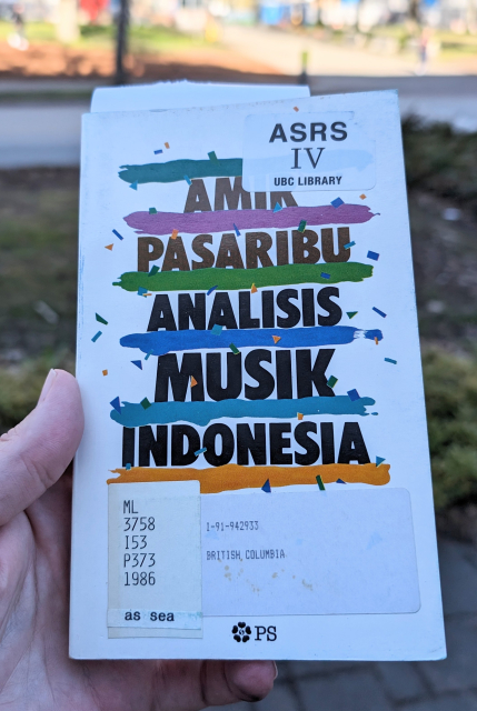 Photo of a hand holding the book Analisis Musik Indonesia by Amir Pasaribu 