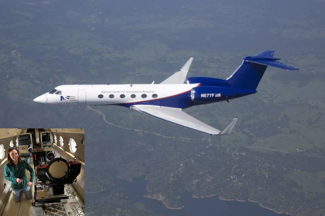 Image of the NSF/NCAR Gulfstream-V aircraft. Inset described in post.