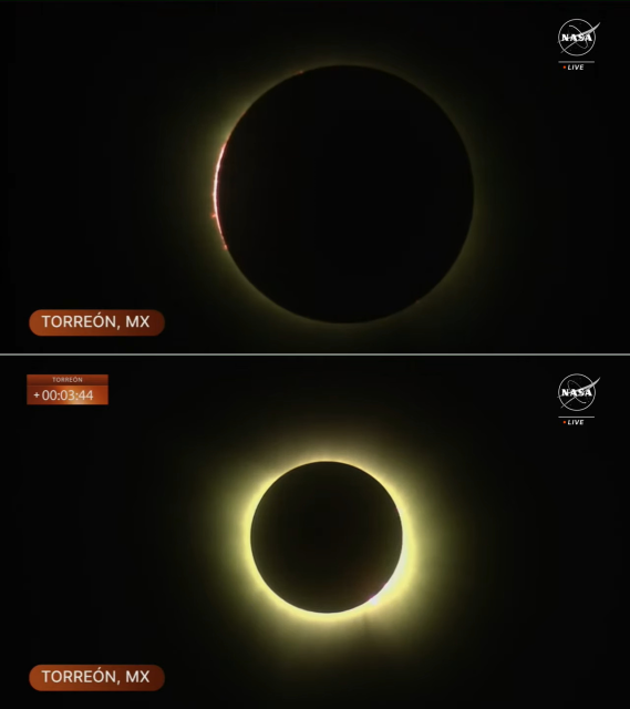 Screen caps from NASA webcast