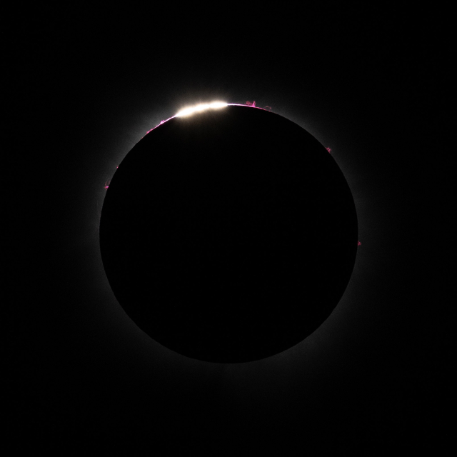 Bailey's Beads are seen just before totality in Dallas, Texas on Monday, April 8, 2024. 