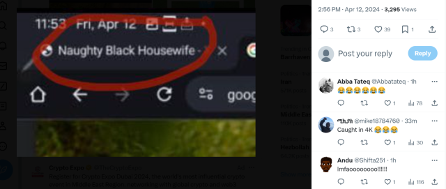 "Naughty Black Housewife" encircled by Ethiopian Twitter users who were quick to pounce on the tweet of Ethiopian government official Suleiman Dedefo 



Abba Tateq
@Abbatateq
·
1h
😂😂😂😂😂😂
ሚኪያስ
@mike18784760
·
37m
Caught in 4K 😂😂😂
Andu
@Shifta251
·
2h
lmfaoooooooo!!!!!!
