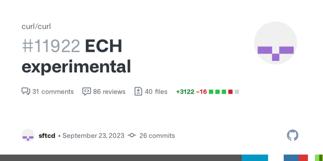 ECH experimental by sftcd · Pull Request #11922 · curl/curl