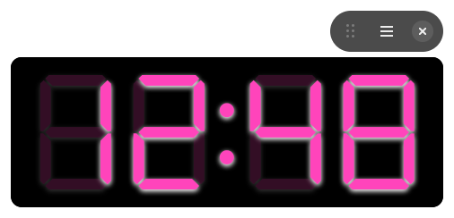 A screenshot of Retro.

It shows a clock appearing to be powered by neon pink digital segments.