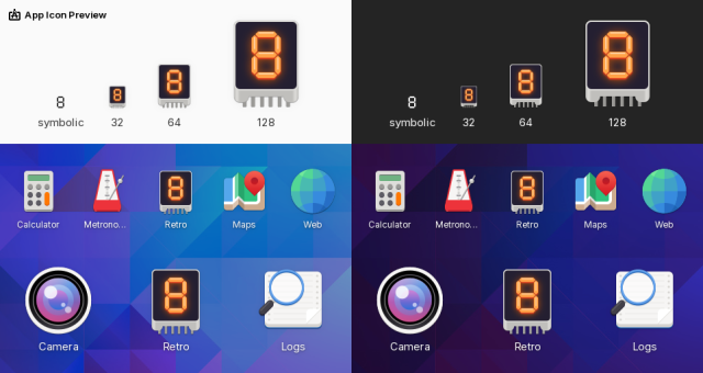 A screenshot of App Icon Preview showcasing the new Retro icon.